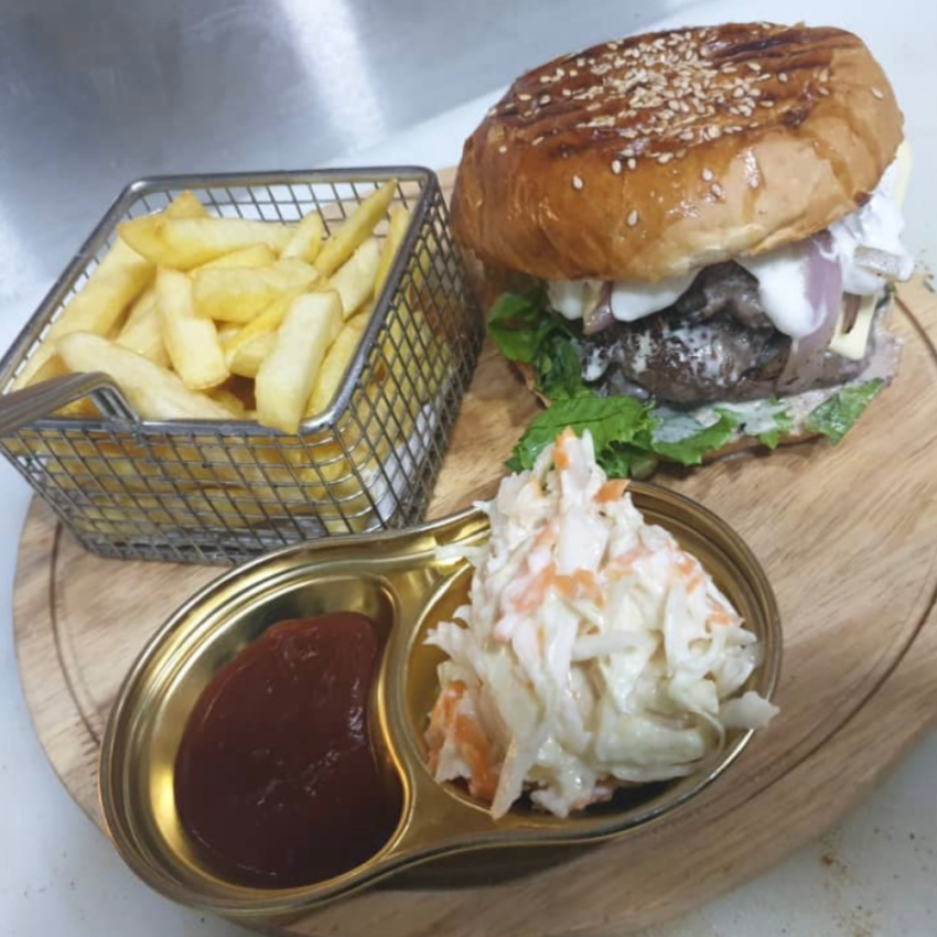 The best burger in Lagos. Enjoy our Mushroom steak burger.