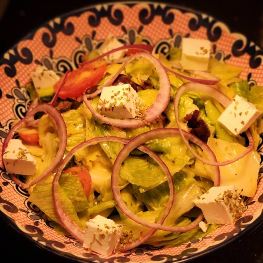 Greek salad is an intercontinental cuisine at our restaurant in Lagos