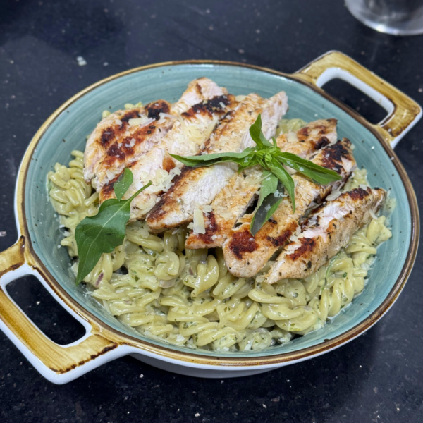 fusilli chicken pesto